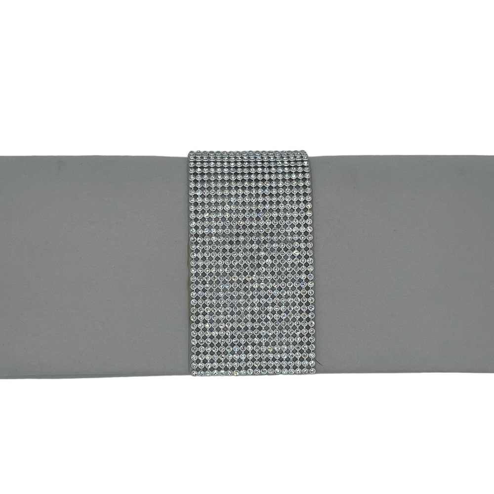 Elegant Silvery Gray Clutch with Rhinestone Accent
